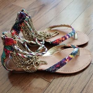 Multicolored zip up sandals